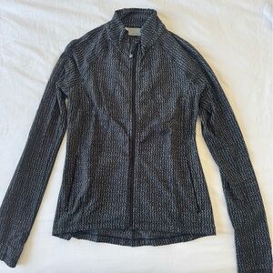 Athleta Black and White Patterned Zip-Up Top